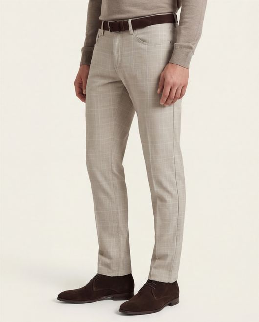 Pierre Cardin jeans Lyon beige geruit katoen