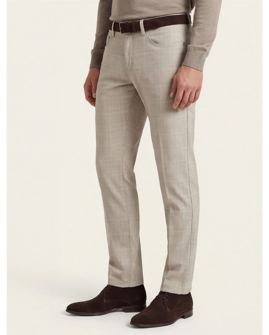 Pierre Cardin jeans Lyon beige geruit katoen