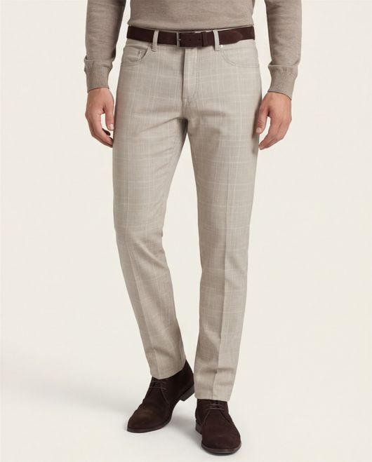 Pierre Cardin jeans Lyon beige geruit katoen