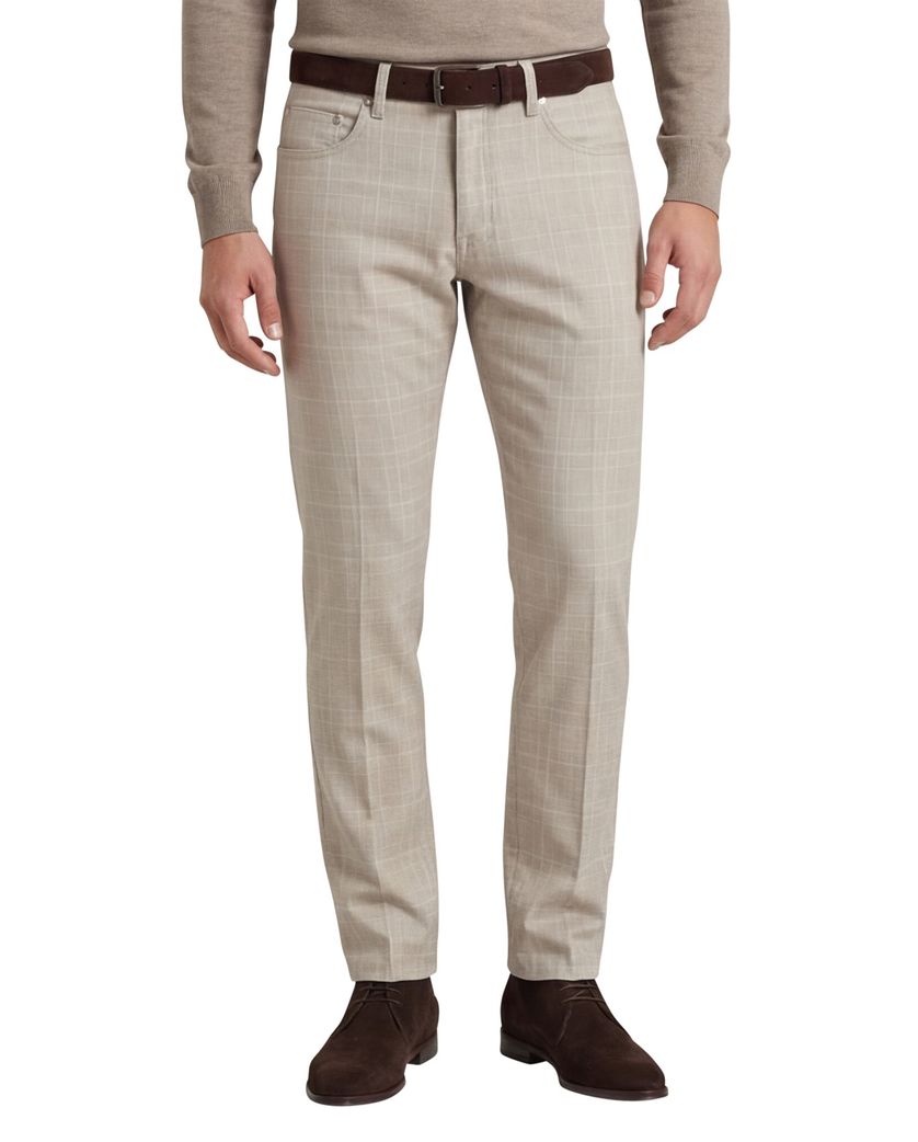 Pierre Cardin jeans beige geruit katoen Lyon