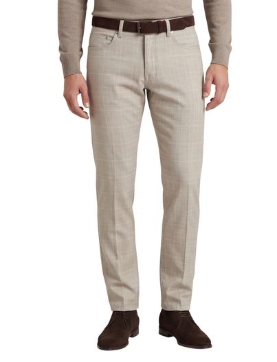 Pierre Cardin Pierre Cardin jeans Lyon beige geruit katoen