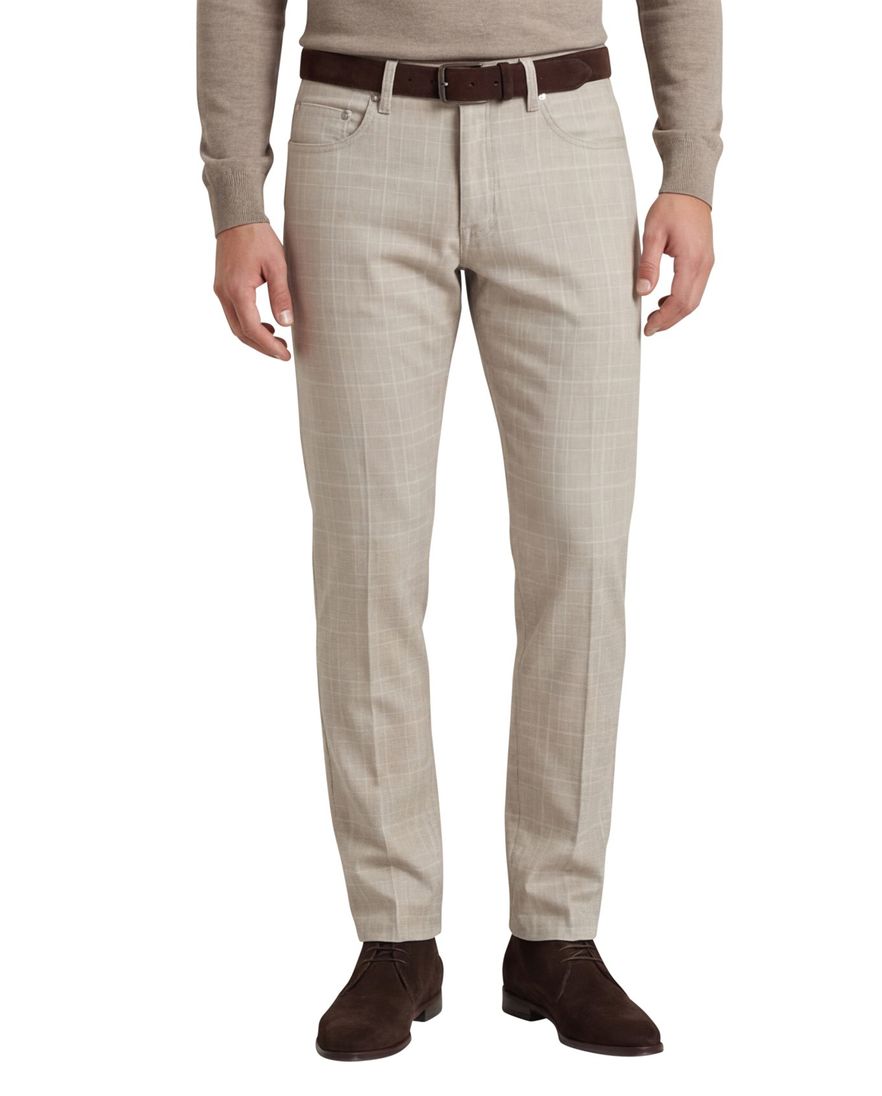 Pierre Cardin jeans Lyon beige geruit katoen