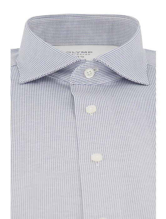 overhemd korte mouw Olymp Luxor Modern Fit blauw geprint katoen normale fit