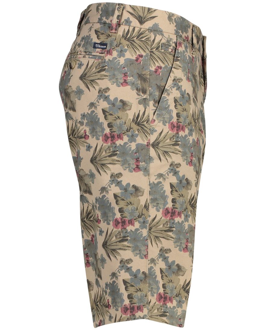 Gardeur korte broek beige geprint katoen