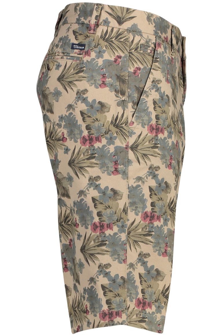 Gardeur korte broek beige geprint katoen