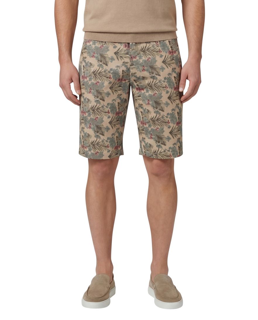 Gardeur korte broek beige geprint katoen