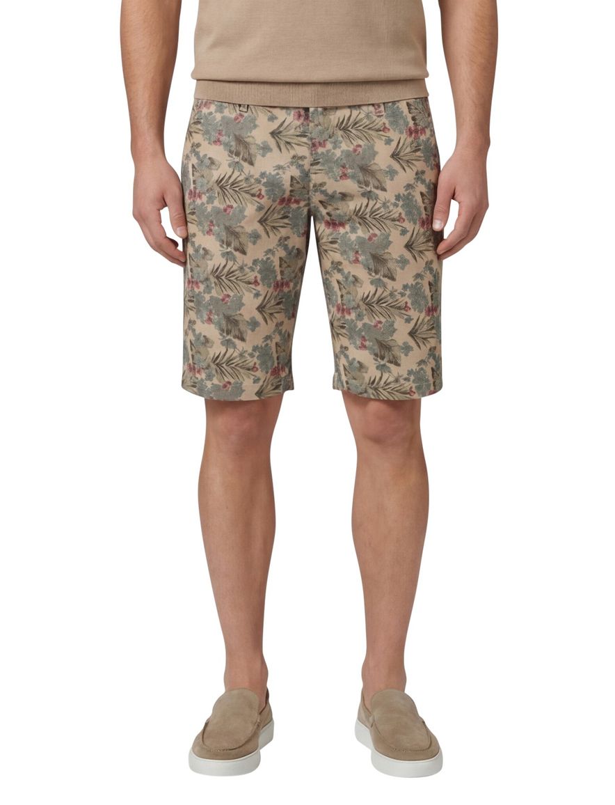 Gardeur korte broek beige geprint katoen