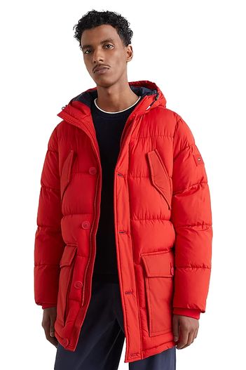 Tommy Hilfiger Tommy Hilfiger winterjas Big & Tall rood normale fit effen dubbele borstzak