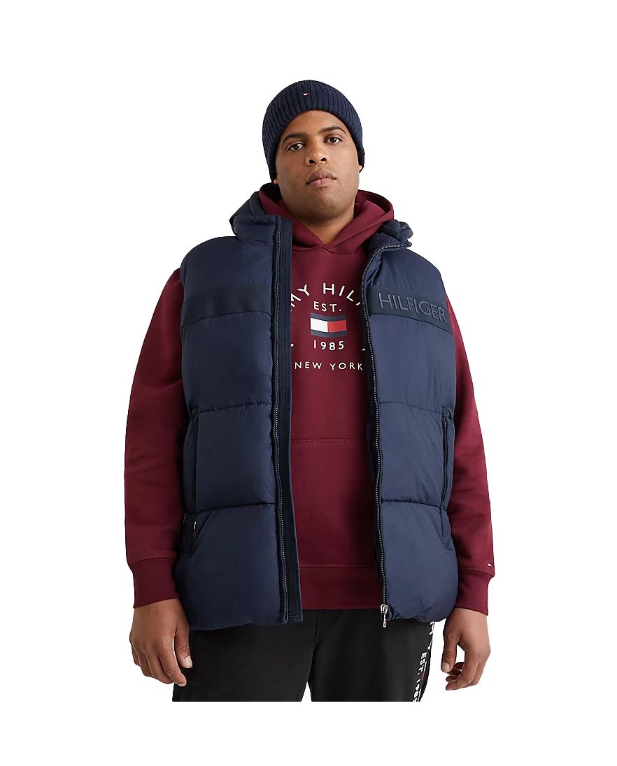 Tommy Hilfiger bodywarmer blauw geprint rits normale fit