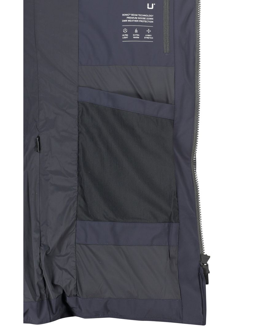 UBR winterjas halflang donkerblauw effen rits + knoop normale fit