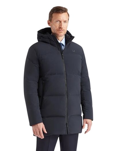 UBR UBR winterjas donkerblauw capuchon rits + knoop