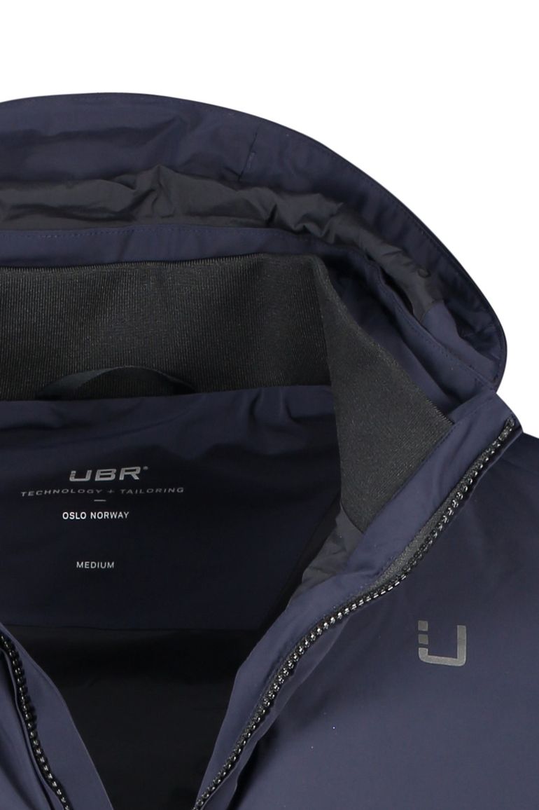 UBR winterjas donkerblauw effen rits normale fit