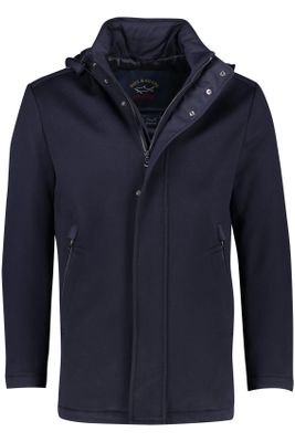 Paul & Shark Paul & Shark winterjas donkerblauw effen wijde fit wol