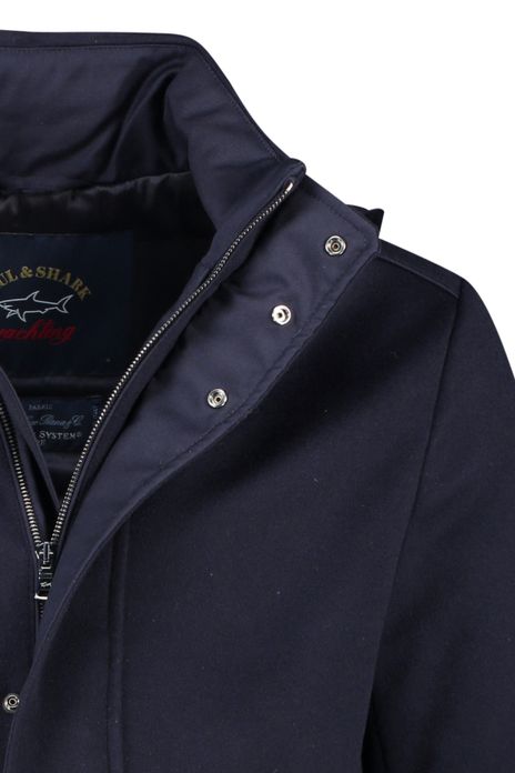 Paul & Shark winterjas donkerblauw effen wijde fit wol