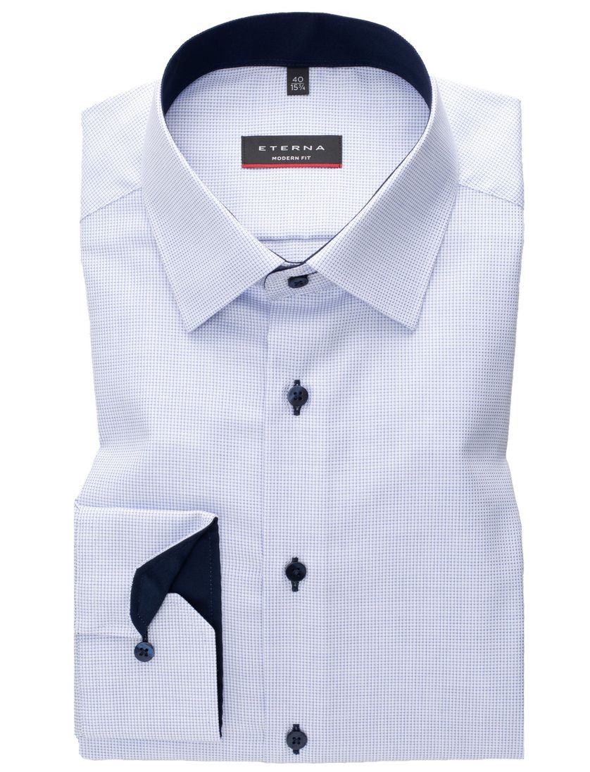 Eterna overhemd mouwlengte 7 Modern Fit lichtblauw effen katoen normale fit
