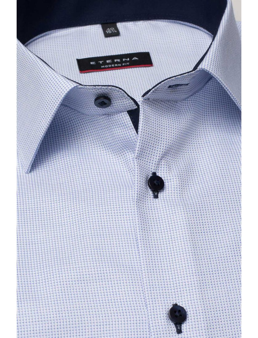 Eterna overhemd mouwlengte 7 Modern Fit lichtblauw effen katoen normale fit