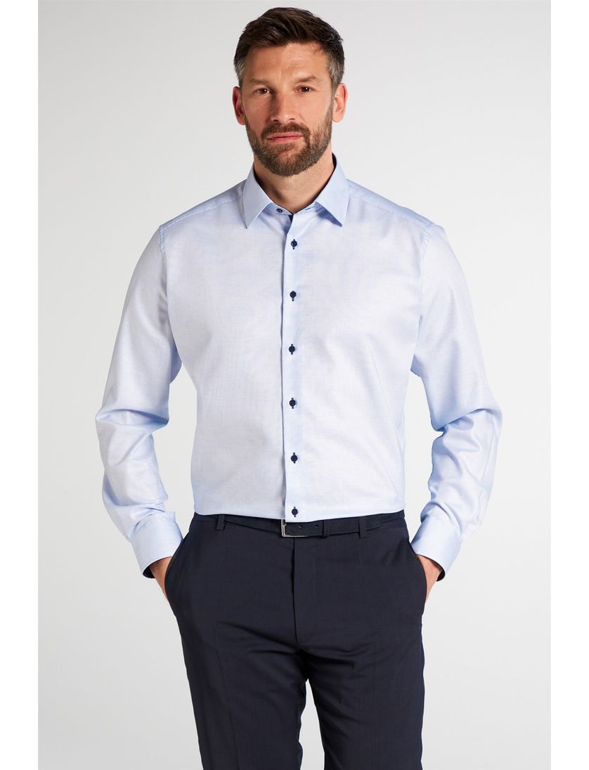 Eterna overhemd mouwlengte 7 Modern Fit lichtblauw effen katoen normale fit