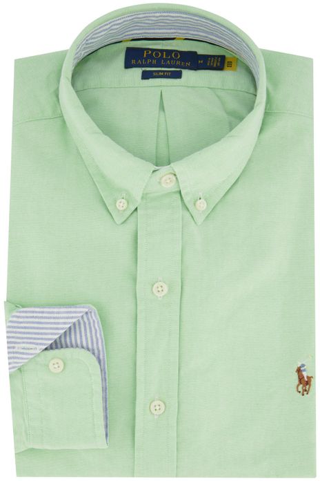 casual overhemd Polo Ralph Lauren Slim Fit groen effen katoen slim fit