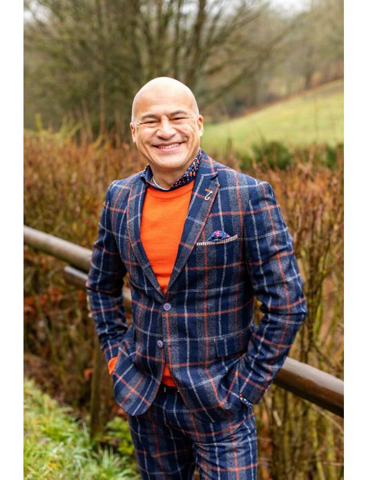 colbert A Fish Named Fred slim fit donkerblauw geruit