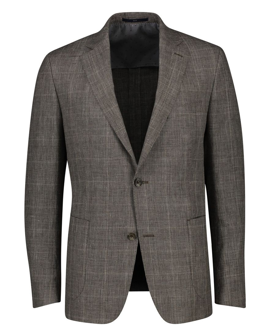 Dressler colbert beige geruit linnen, wol normale fit