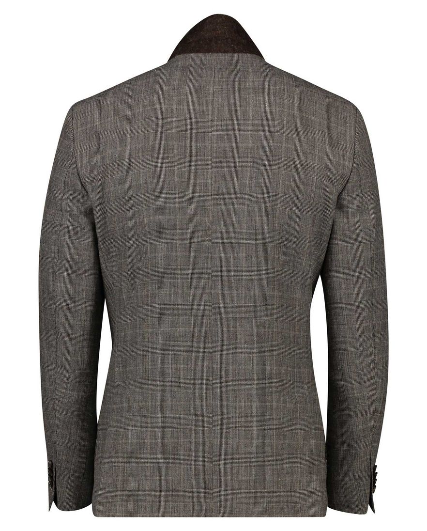 Dressler colbert beige geruit linnen, wol normale fit