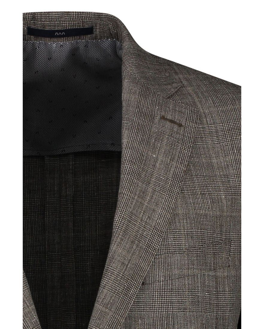 Dressler colbert beige geruit linnen, wol normale fit