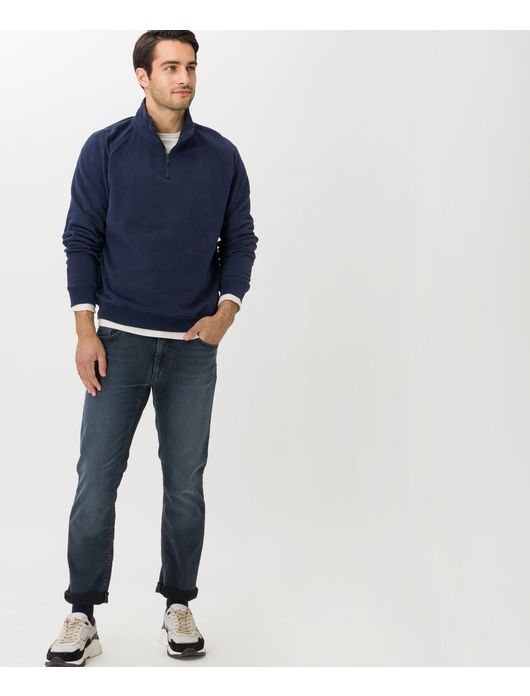 jeans Brax donkerblauw effen katoen