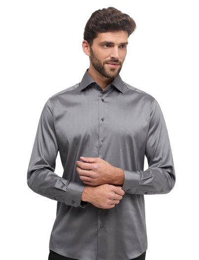 Eterna Eterna overhemd grijs effen lyocell modern fit