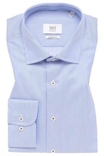 Eterna Eterna overhemd lichtblauw gestreept katoen