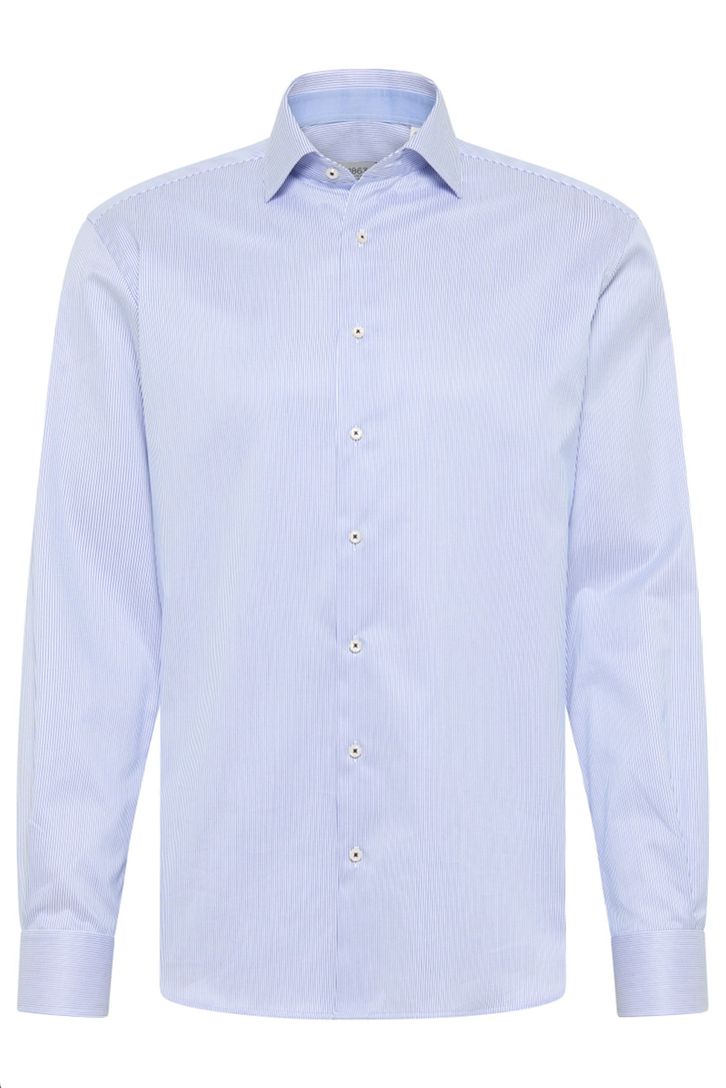 Eterna overhemd lichtblauw gestreept katoen