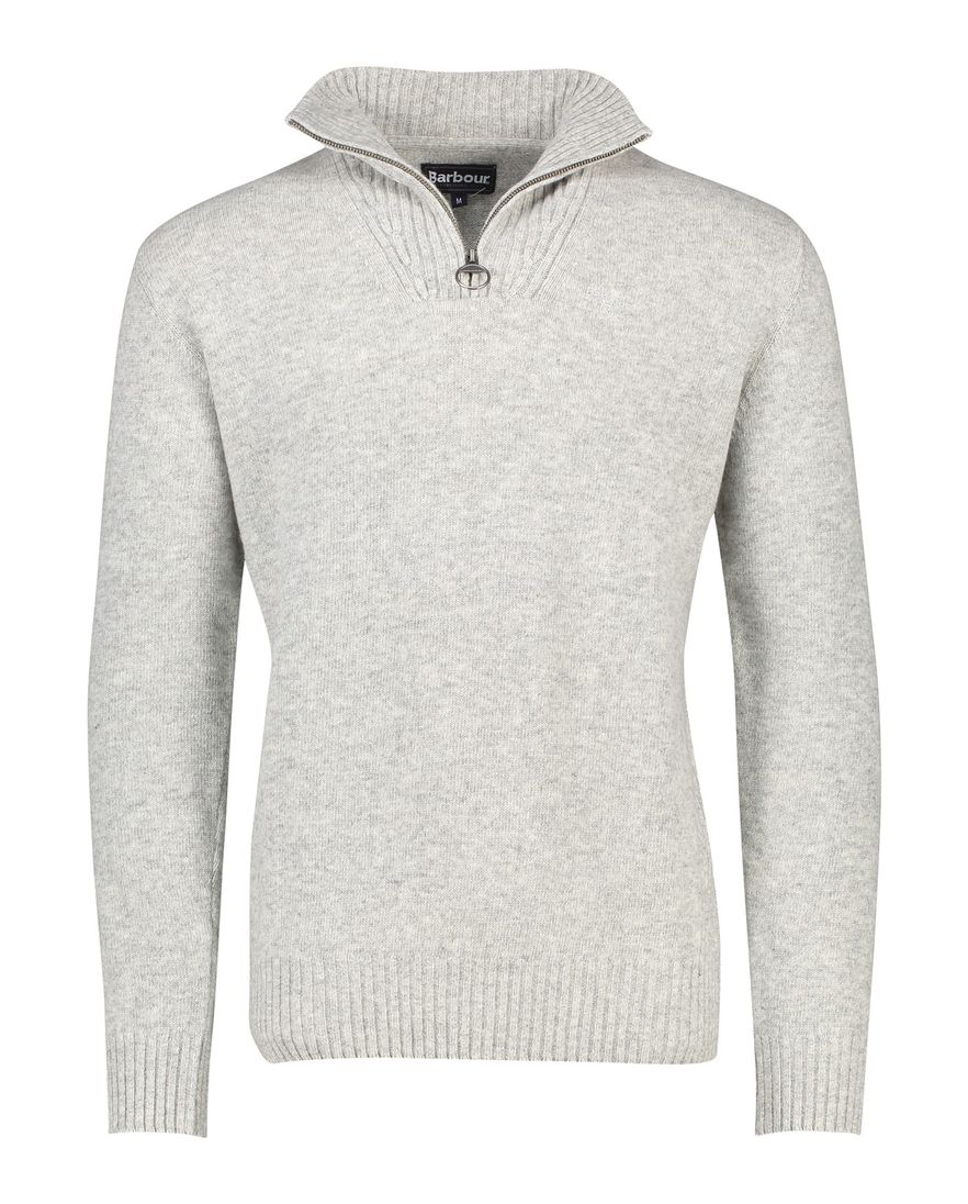 Barbour trui opstaande kraag grijs effen wol