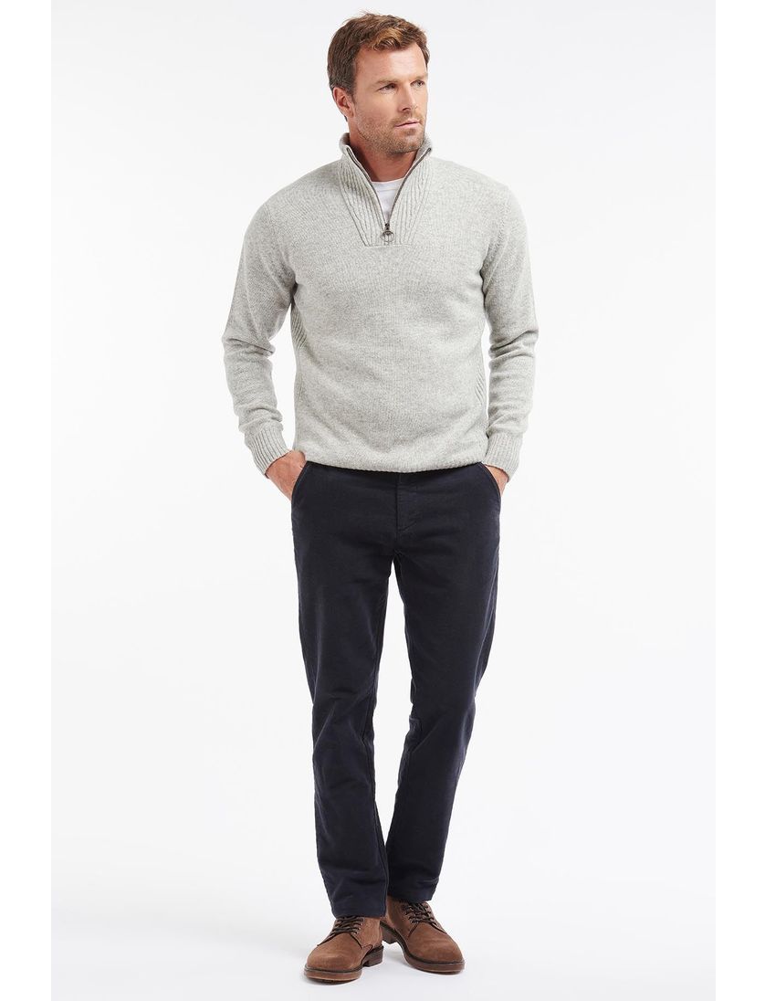 Barbour trui grijs effen wol opstaande kraag