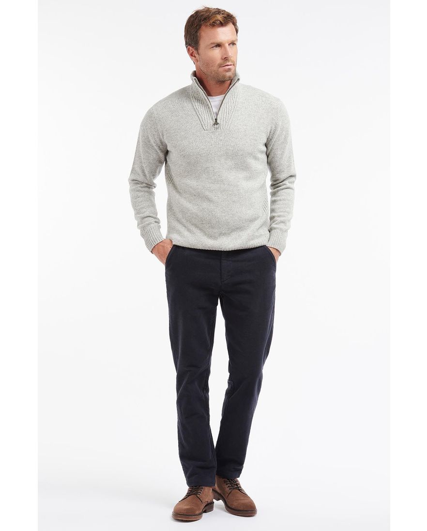 Barbour trui opstaande kraag grijs effen wol