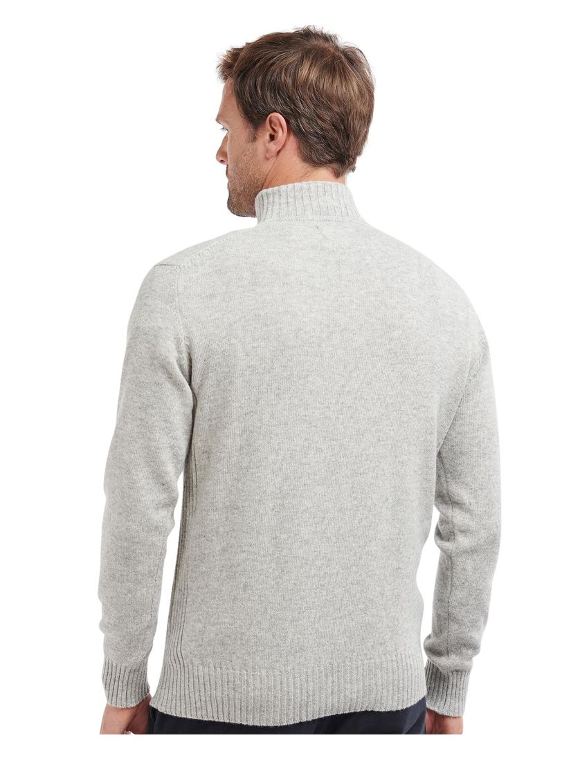 Barbour trui grijs effen wol opstaande kraag