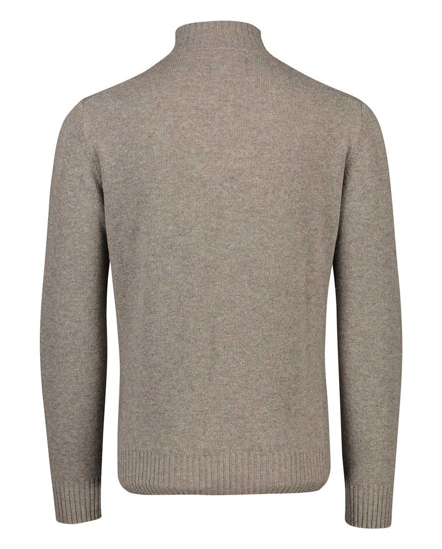 Barbour trui opstaande kraag beige effen merinowol