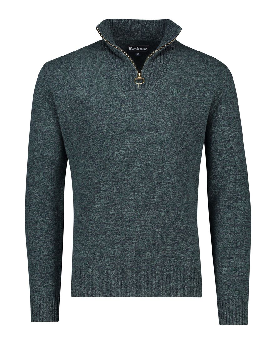 Barbour trui opstaande kraag groen effen wol