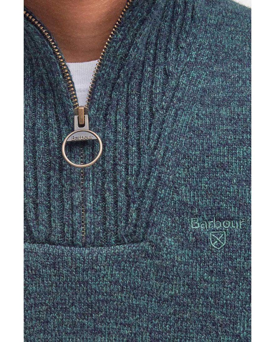 Barbour trui opstaande kraag groen effen wol