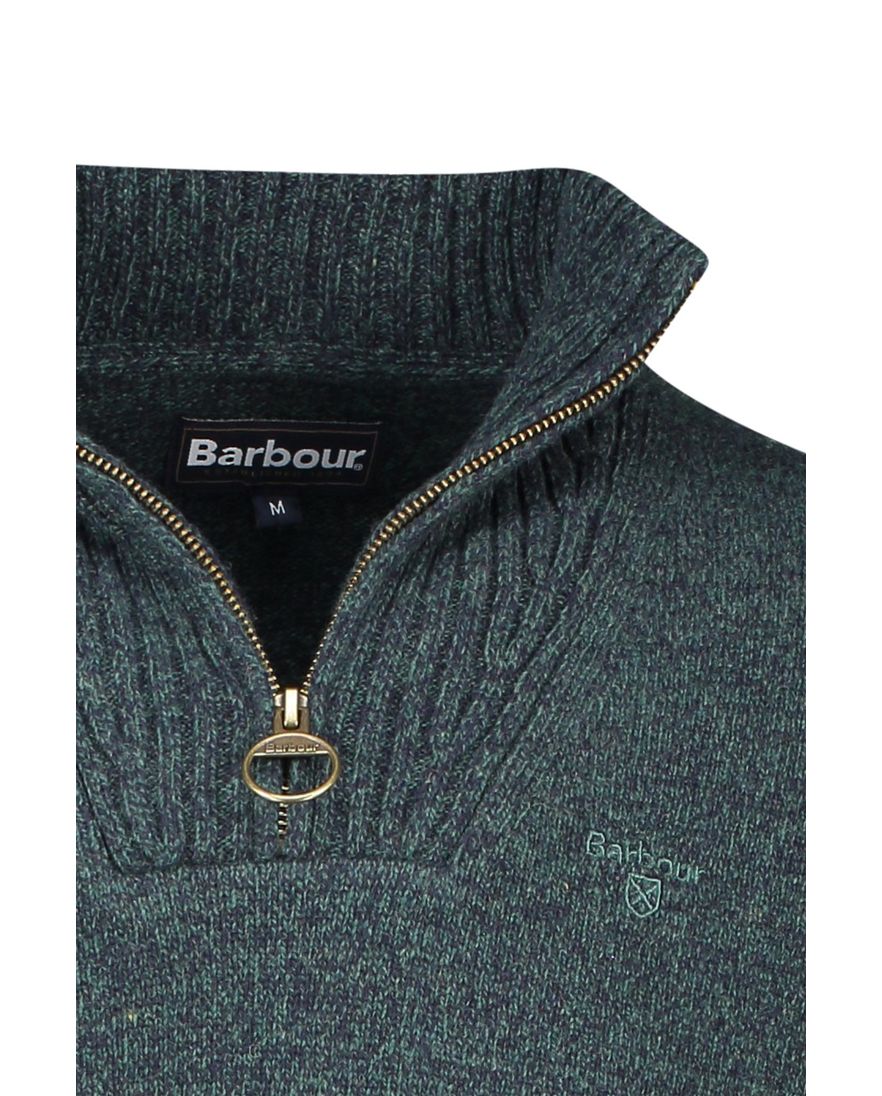 Barbour trui opstaande kraag groen effen wol