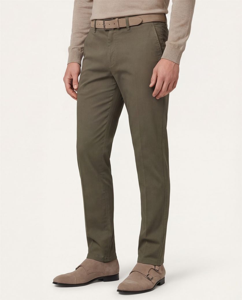 Eurex katoenen broek groen effen katoen