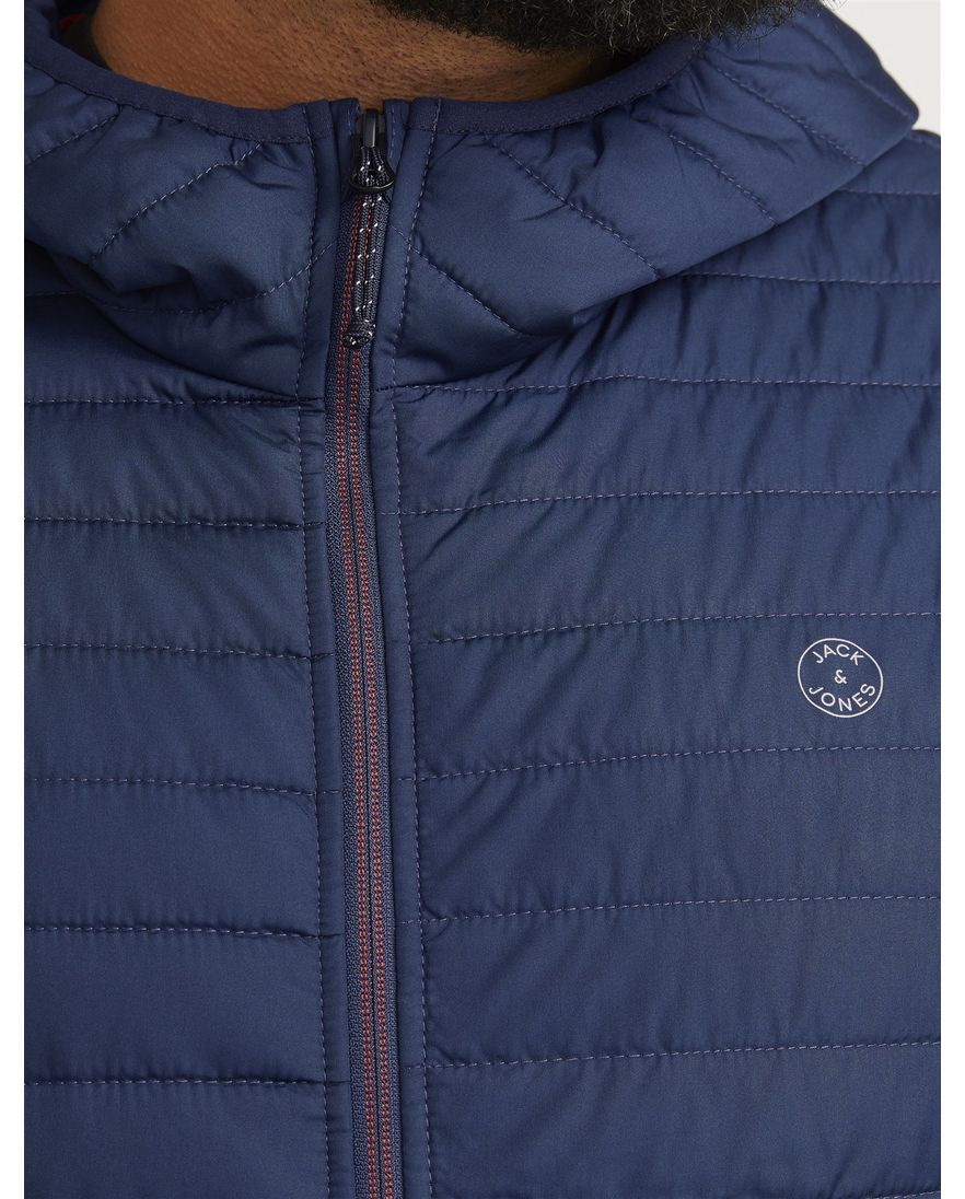 Jack & Jones Plus Size tussenjas blauw effen rits normale fit