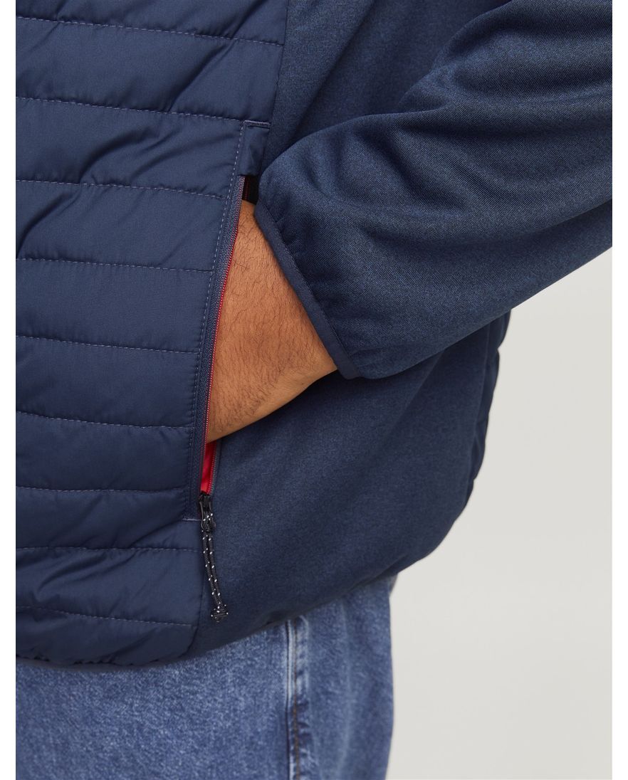 Jack & Jones Plus Size tussenjas blauw effen rits normale fit