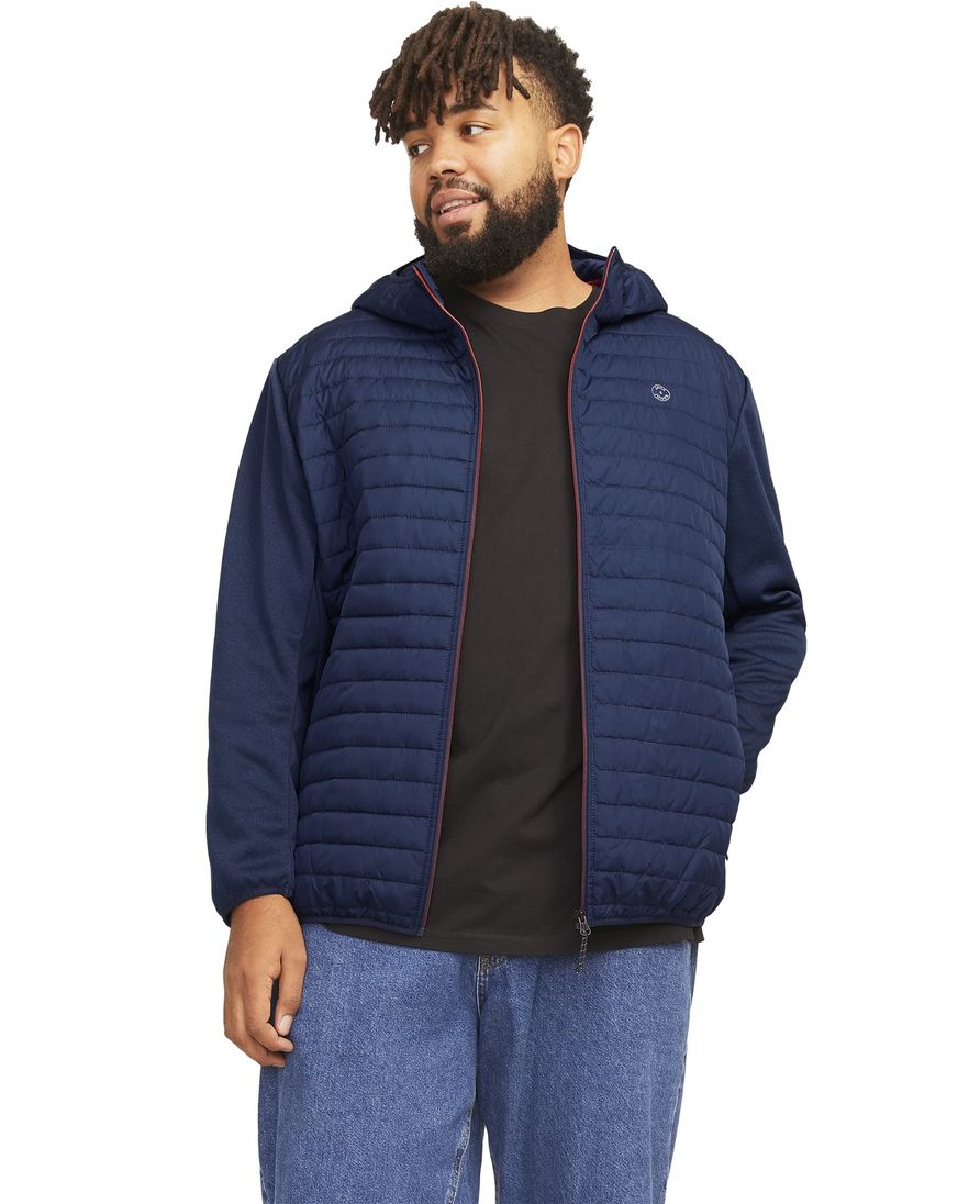 Jack & Jones Plus Size tussenjas blauw effen rits normale fit
