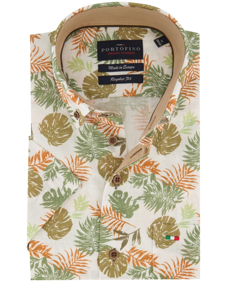 Portofino overhemd korte mouw geprint katoen