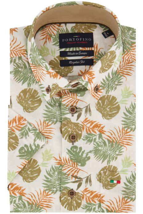 Portofino overhemd korte mouw geprint katoen