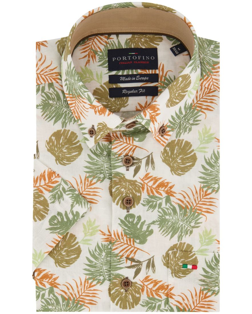 Portofino overhemd korte mouw geprint katoen