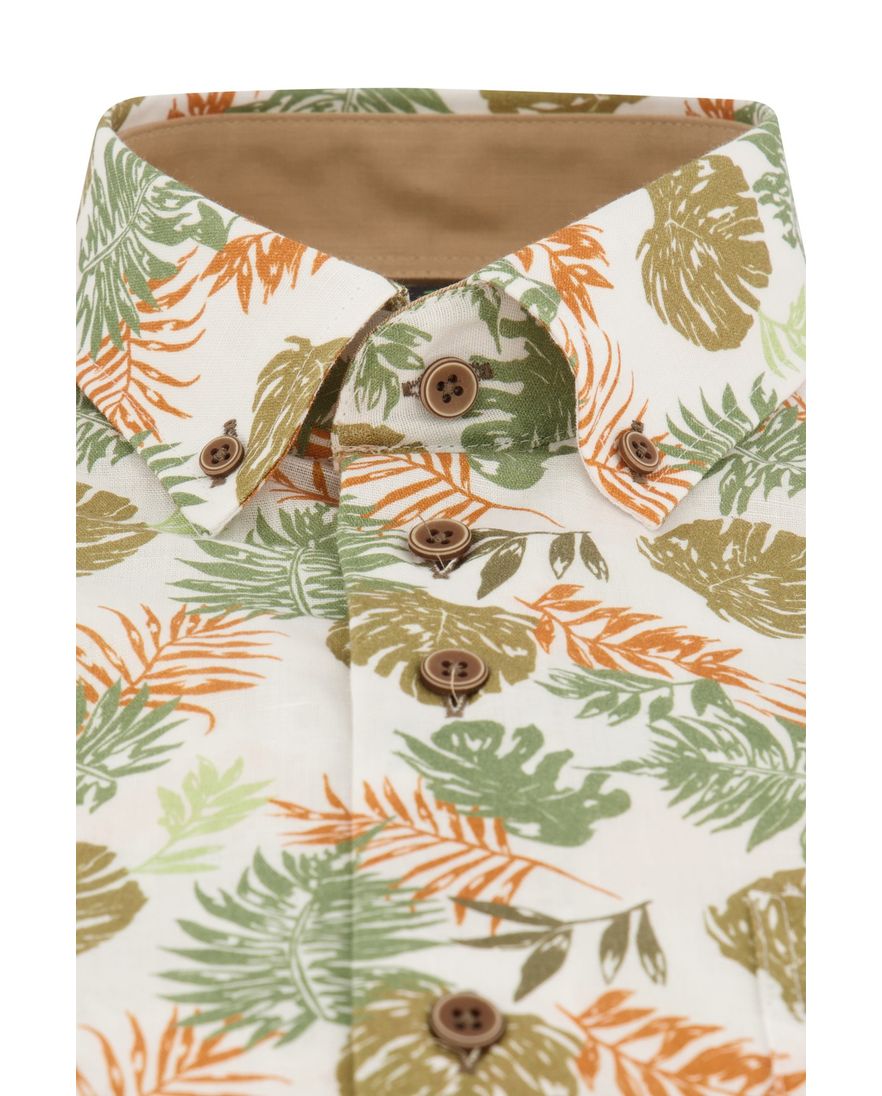 Portofino overhemd korte mouw geprint katoen