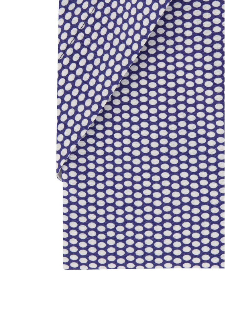 Portofino casual overhemd korte mouw paars geprint katoen wijde fit