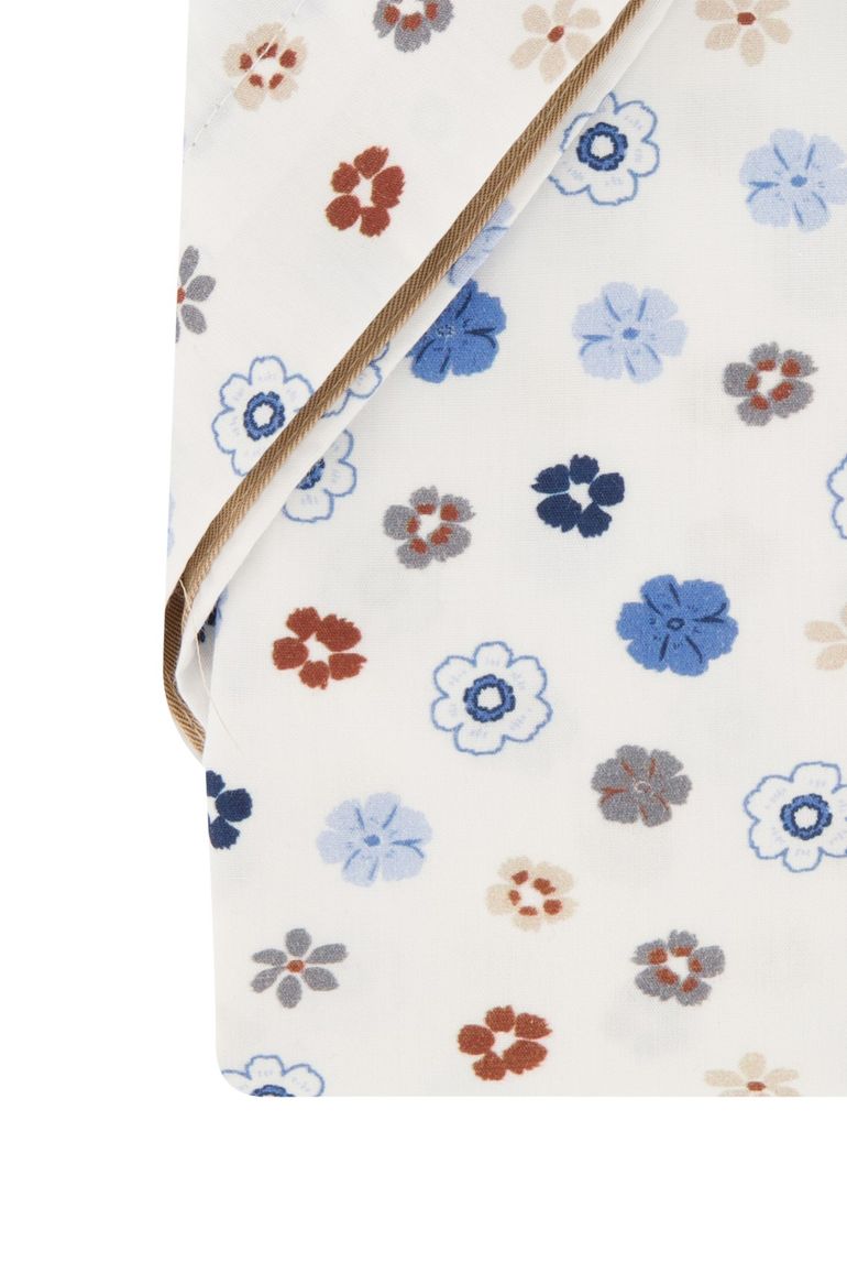 casual overhemd korte mouw Portofino wit geprint katoen wijde fit