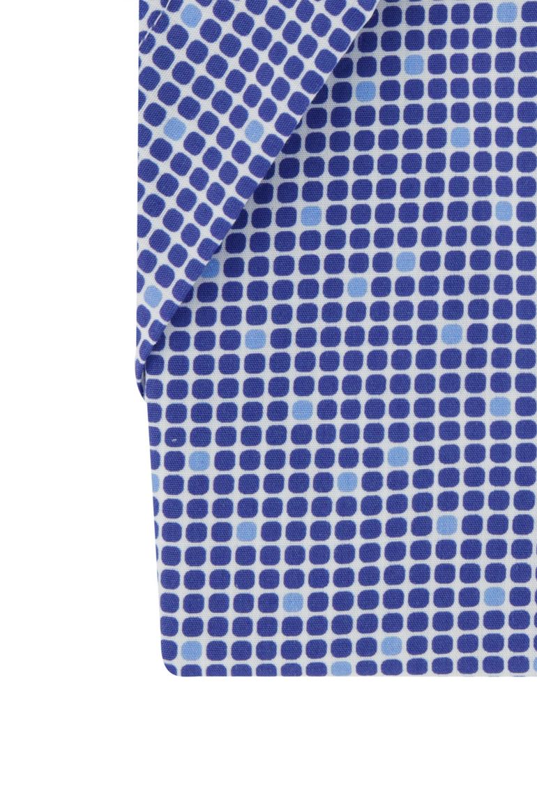 casual overhemd korte mouw Portofino blauw geprint katoen wijde fit