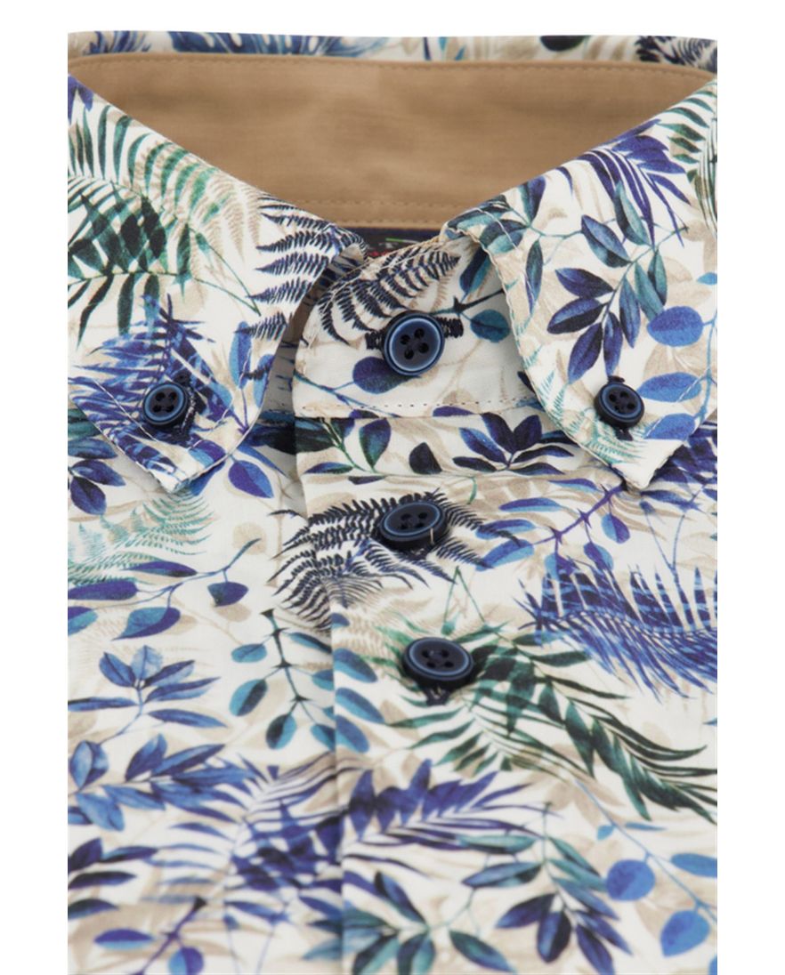 Portofino overhemd korte mouw groene bladeren katoen